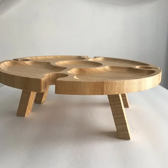 NIB Round Charcuterie Board with Wine Glass Holders - Picture 2 of 7